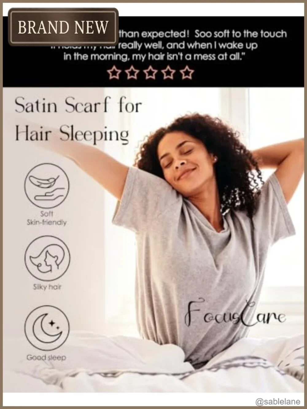Satin Hair Wrap Scarf with Built-in Mesh Cap for Sleeping